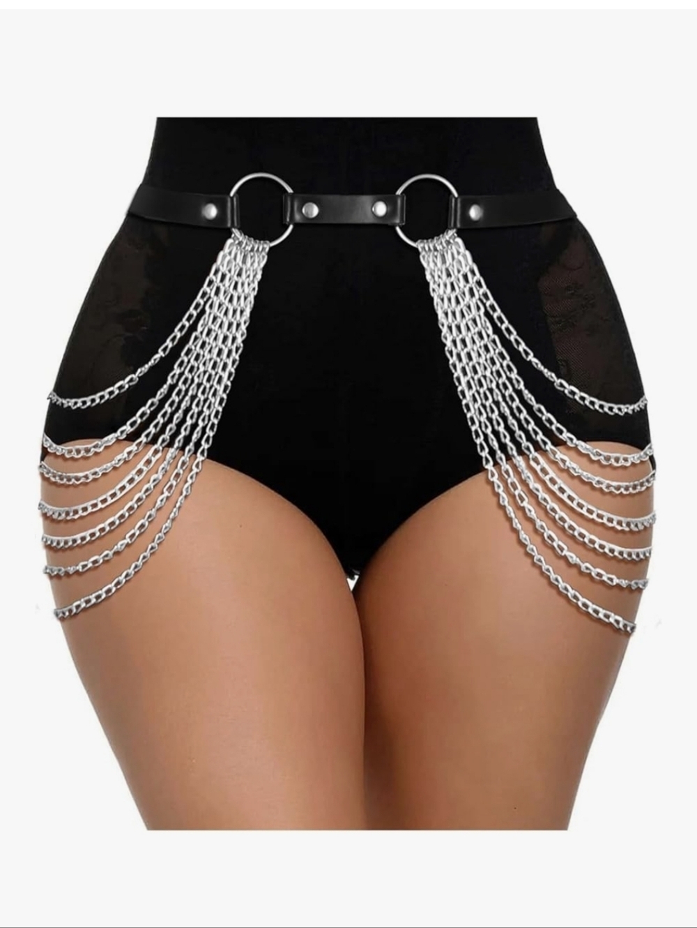 Black High-Waist Chain-Accent Women's Shorts